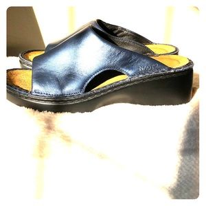 Naot blue leather Ardisia Slide Sandal
